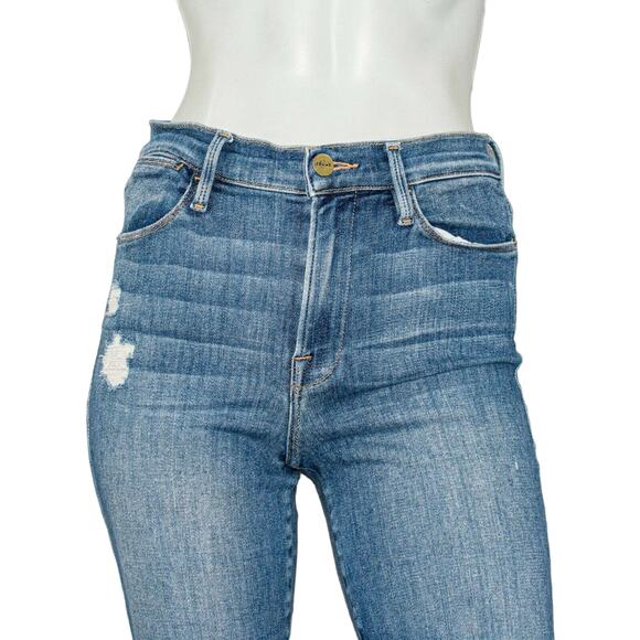 FRAME Denim Le High Straight Jeans Cropped Ripped Alpine Peak size 27 - Picture 10 of 11